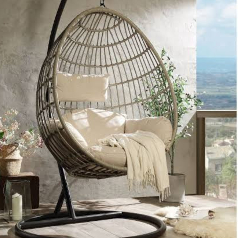 Outdoor Swing Chair Beige Light Brown